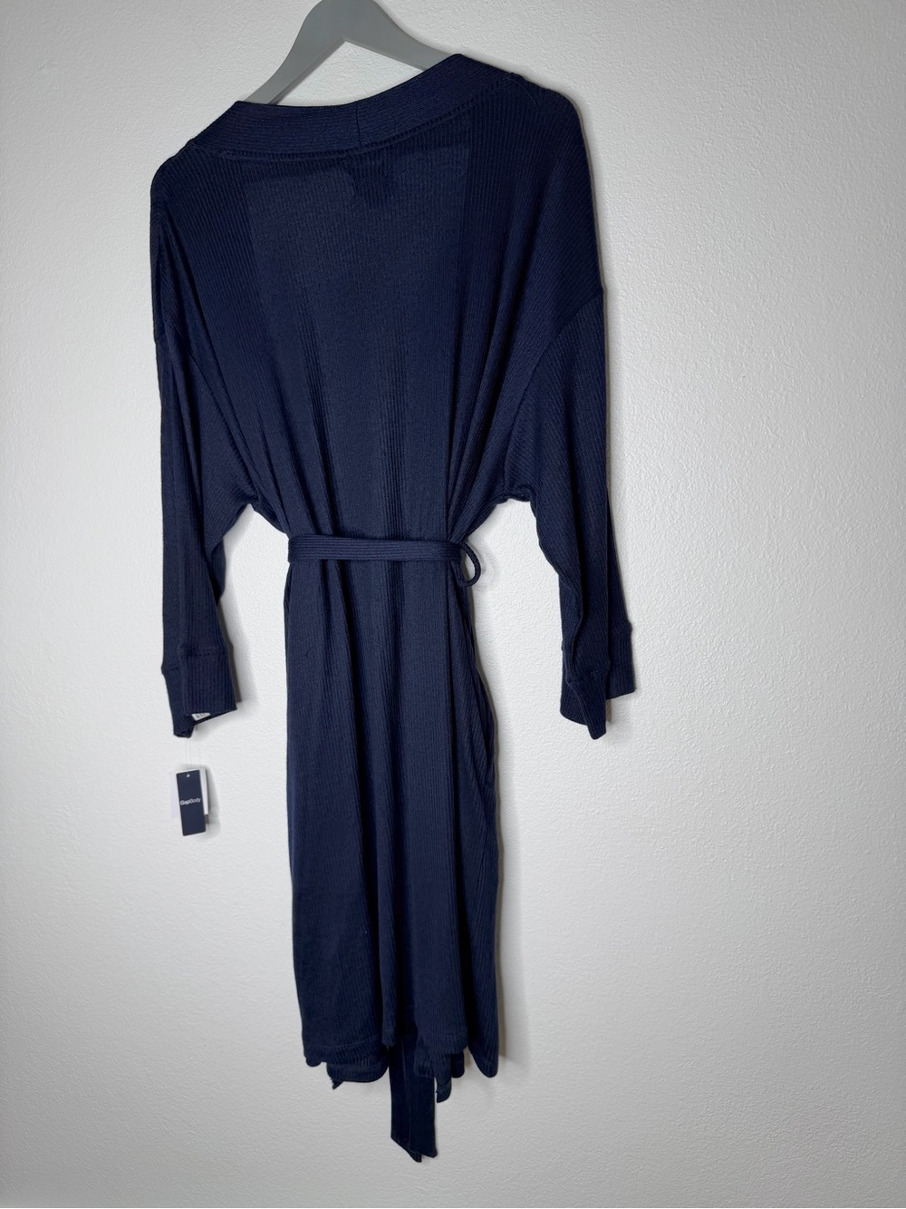 GapBody Ribbed Belted Robe Wrap Navy - size M - Picture 3 of 8